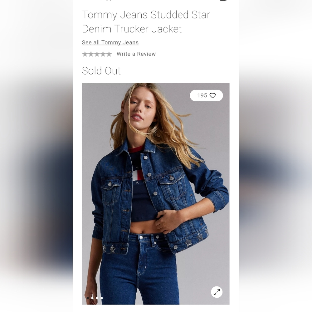 NWT Tommy Jeans Studded Star Denim Trucker Jacket - Small